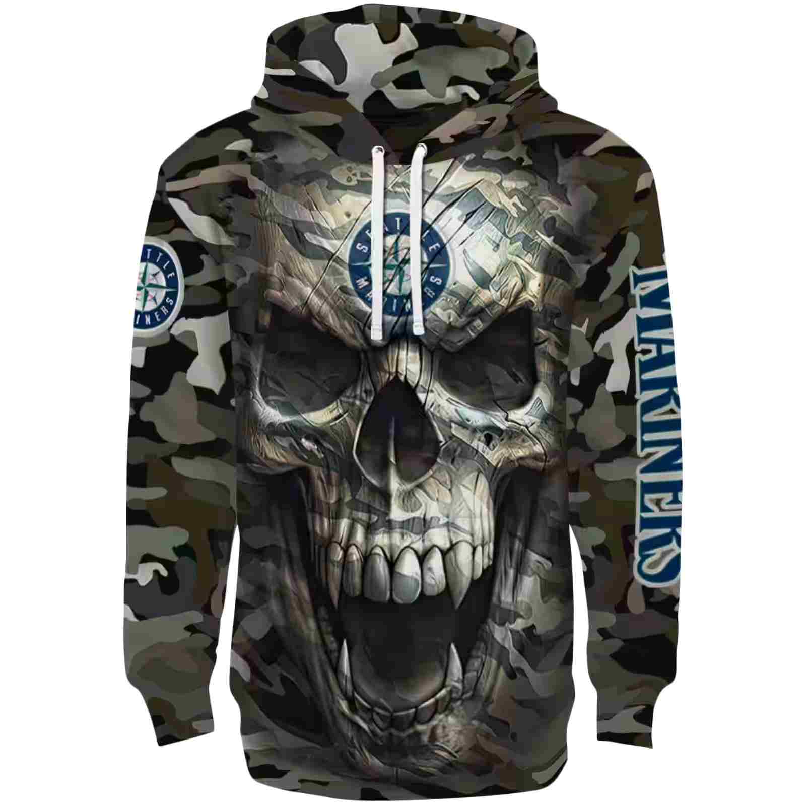 Personalized Seattle Mariners Camo Skull Hoodie