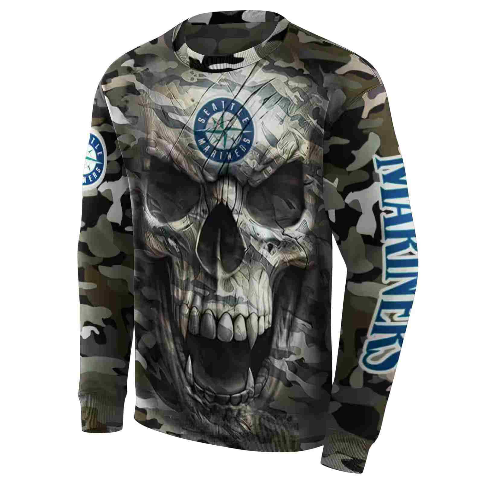 personalized seattle mariners camo skull hoodie new arrival