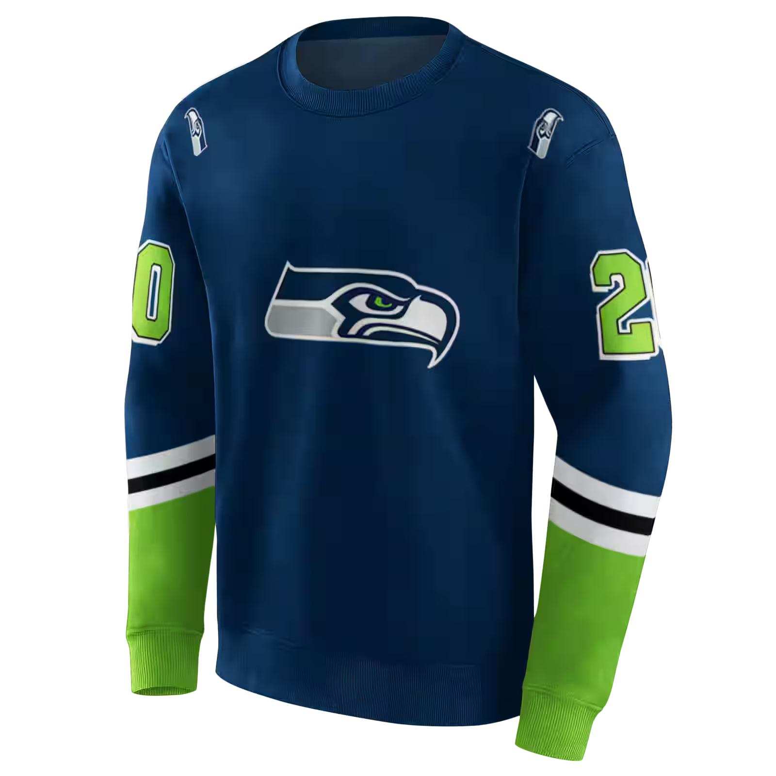 personalized seattle seahawks striped sleeves blue hoodie new arrival