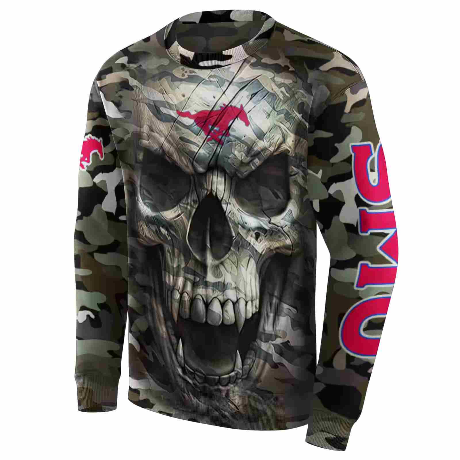 personalized smu mustangs camo skull hoodie new arrival