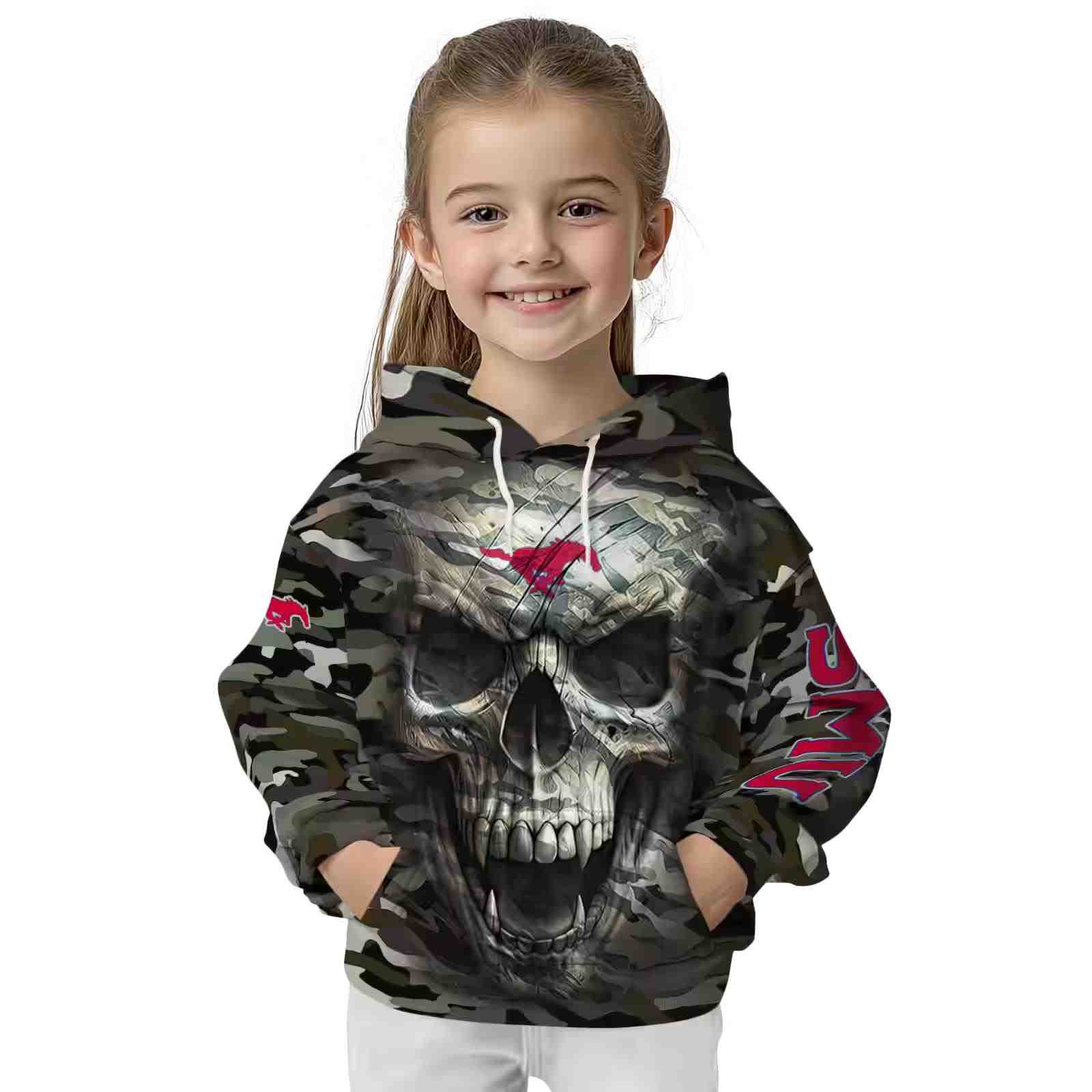 personalized smu mustangs camo skull hoodie top rated