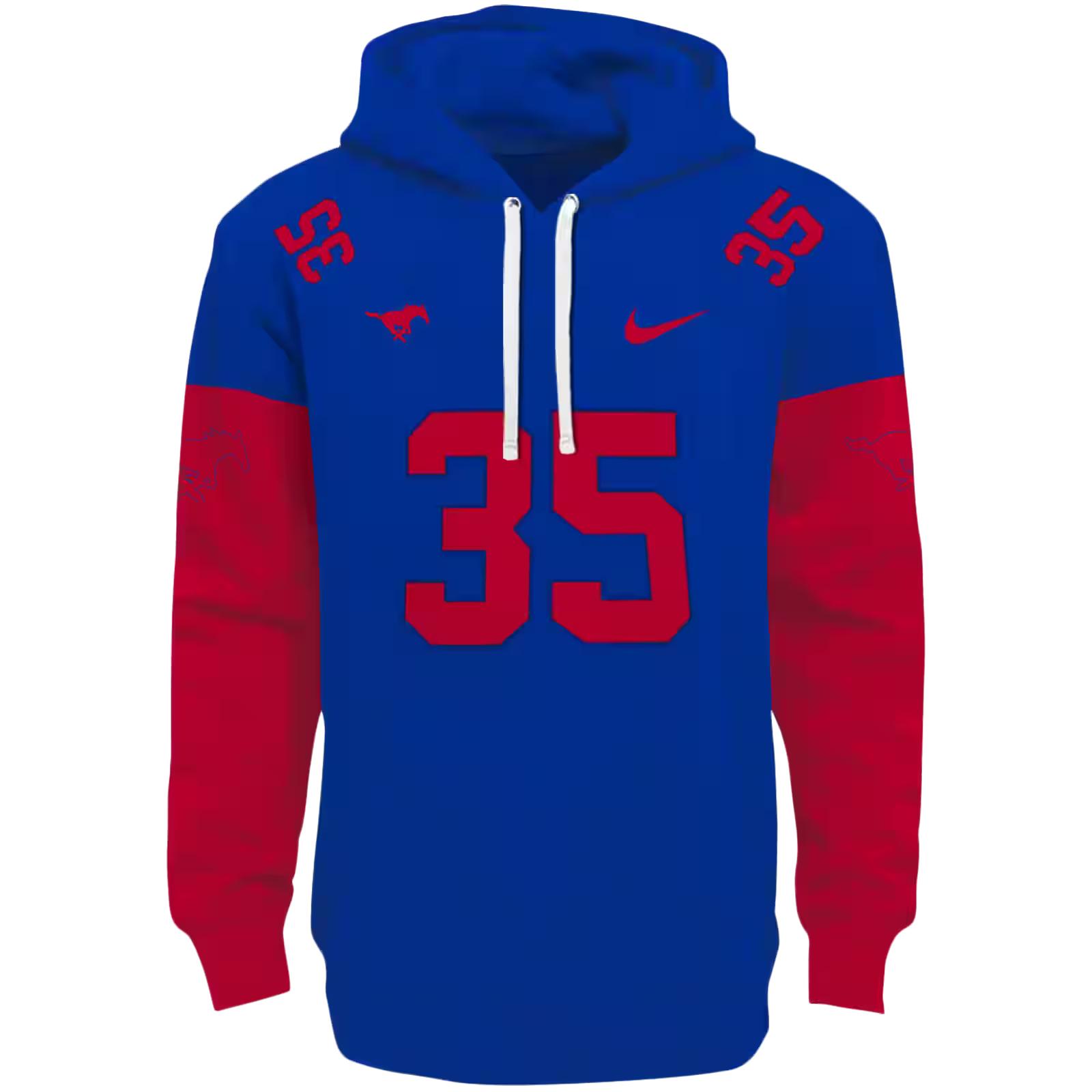 Personalized SMU Mustangs Minimal Design Blue Hoodie