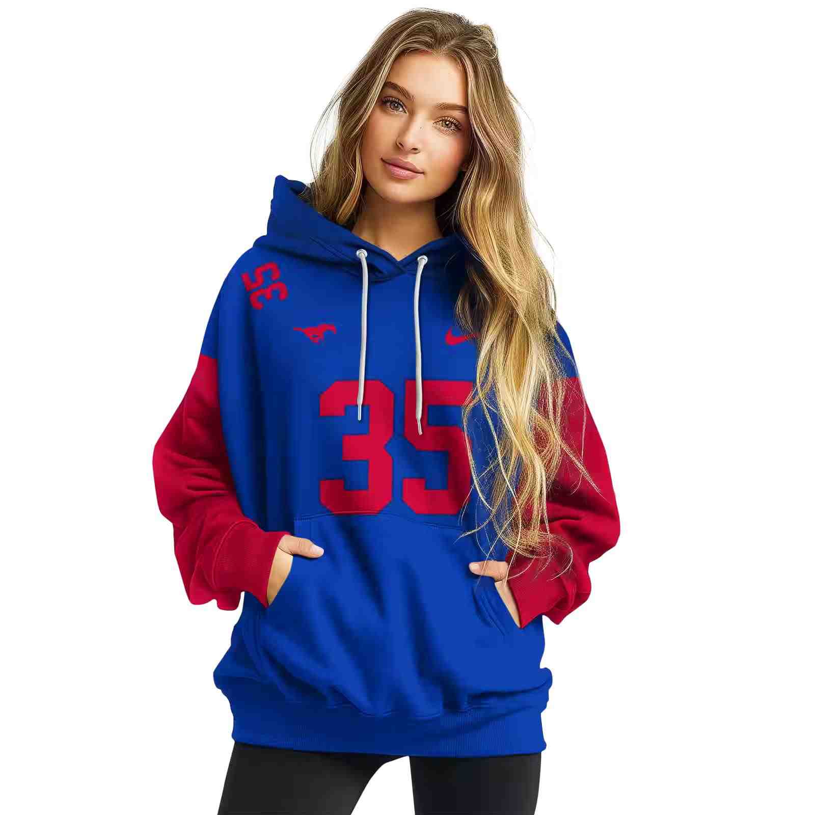 personalized smu mustangs minimal design blue hoodie high quality