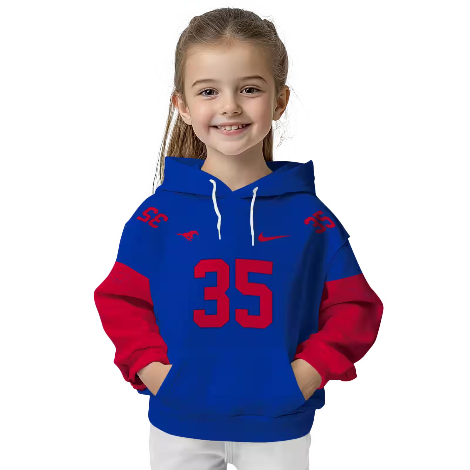 personalized smu mustangs minimal design blue hoodie top rated