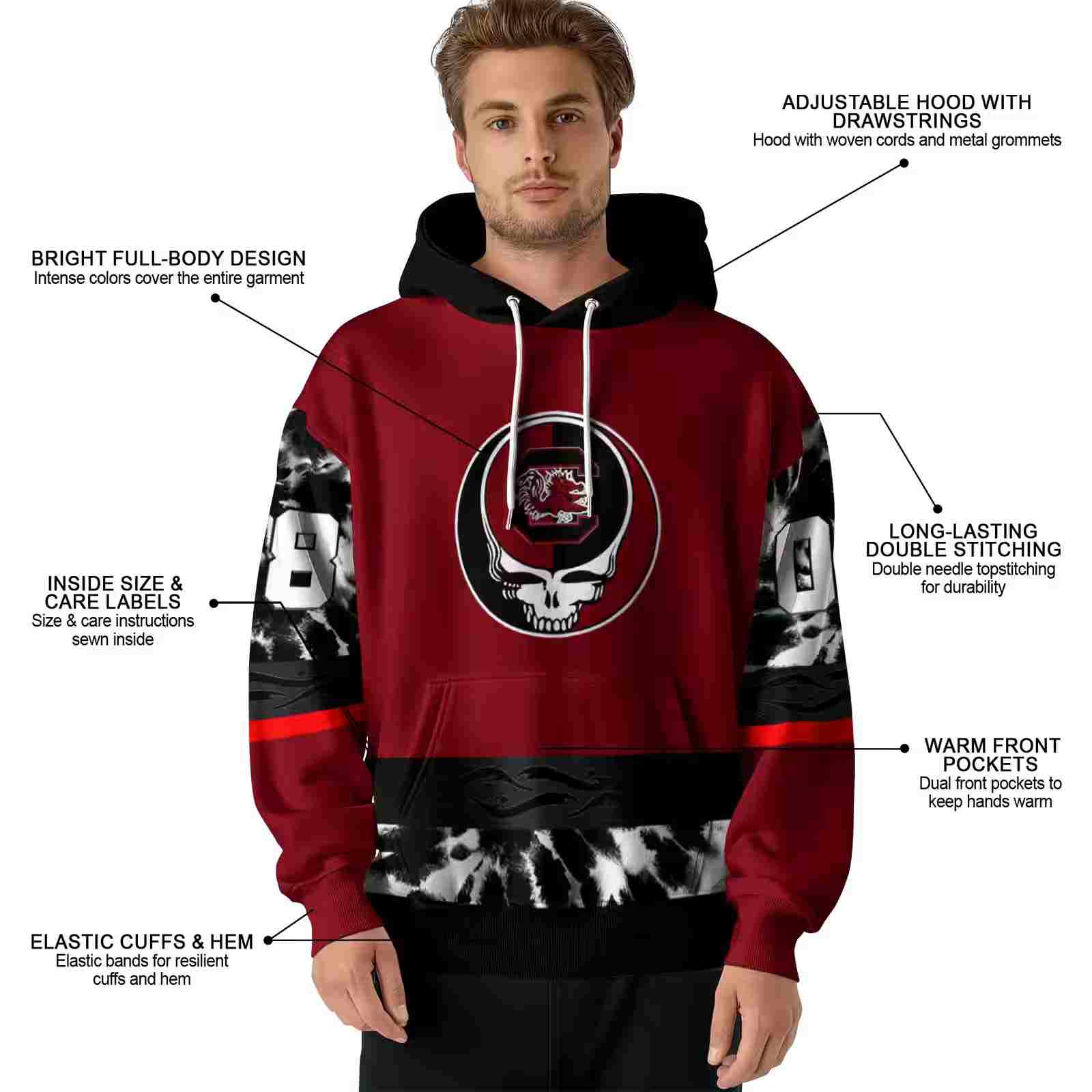 personalized south carolina gamecocks grateful vibes garnet hoodie latest model