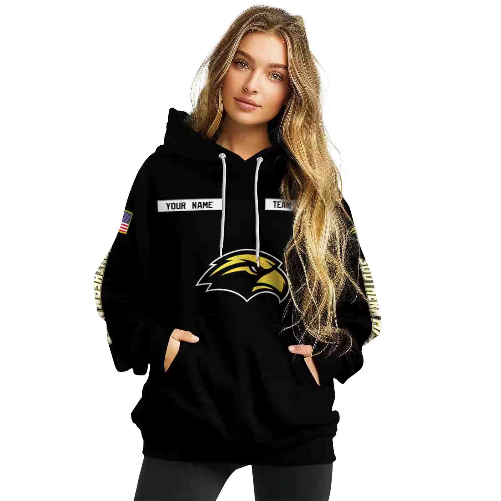 personalized southern miss golden eagles punisher skull black hoodie high quality