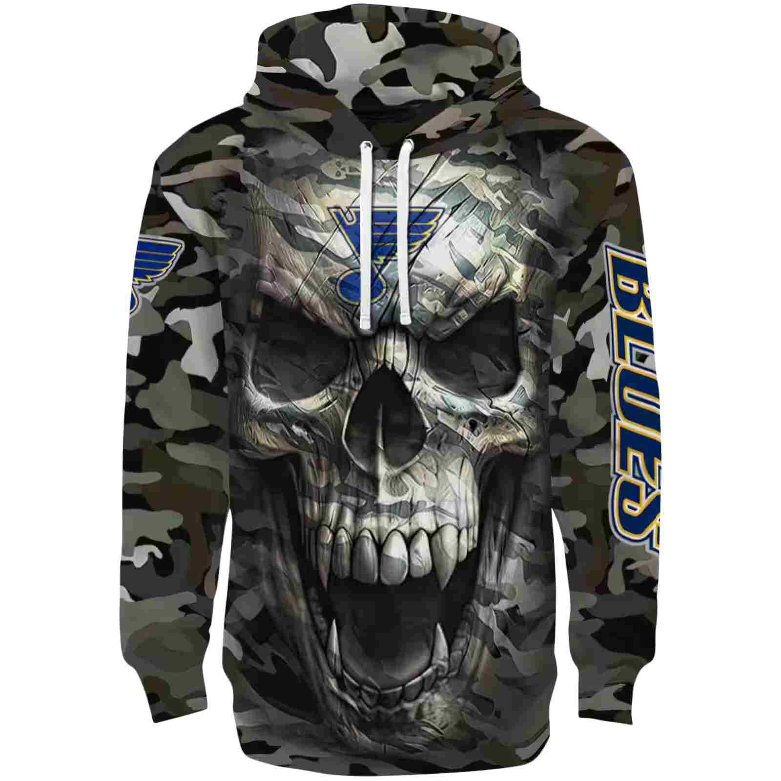 Personalized St. Louis Blues Camo Skull Hoodie