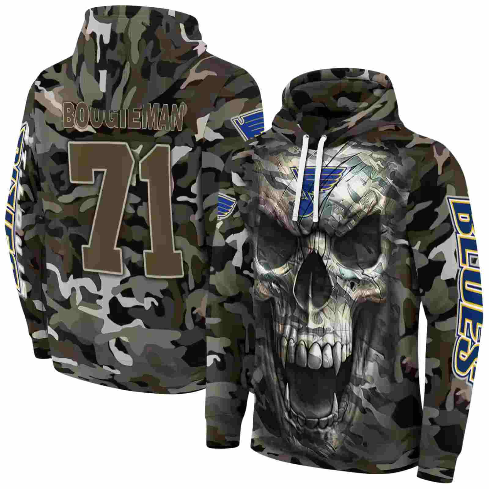 personalized st louis blues camo skull hoodie fashion forward