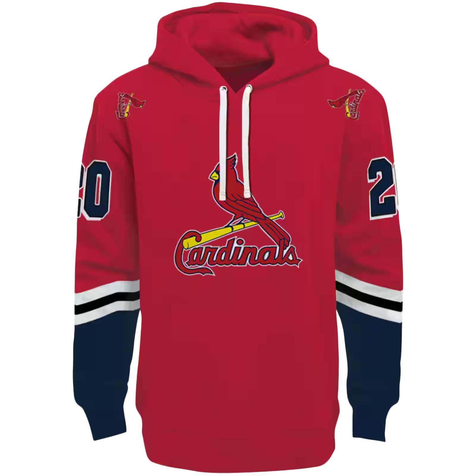 Personalized St. Louis Cardinals Striped Sleeves Red Hoodie