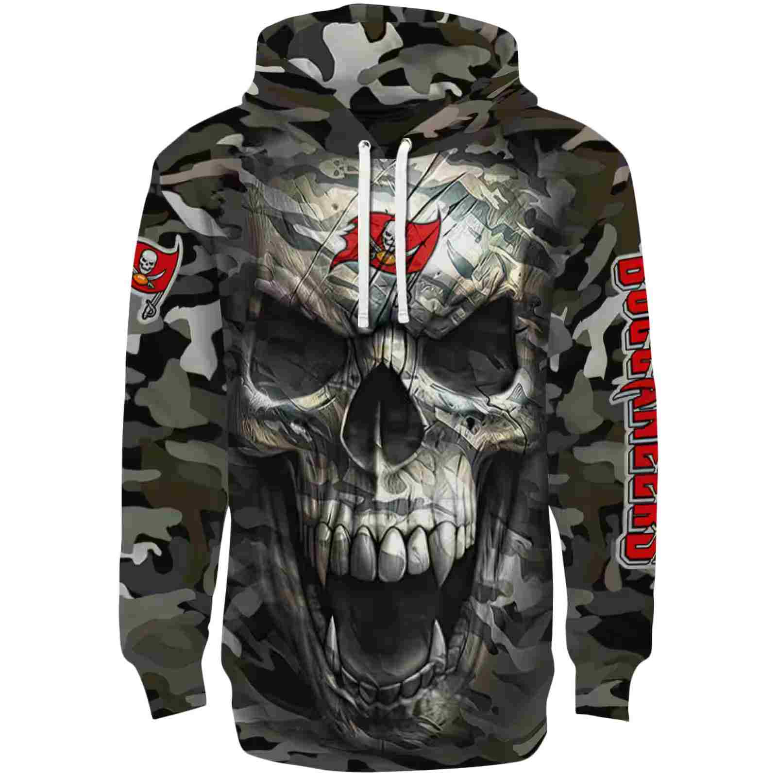 Personalized Tampa Bay Buccaneers Camo Skull Hoodie