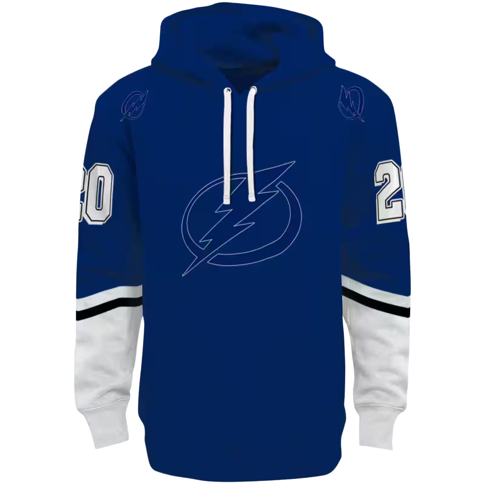 Personalized Tampa Bay Lightning Striped Sleeves Blue Hoodie