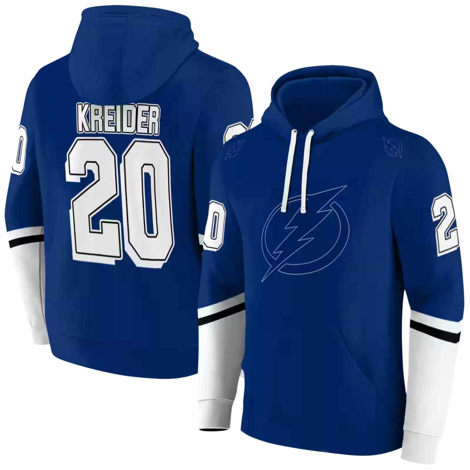 personalized tampa bay lightning striped sleeves blue hoodie fashion forward