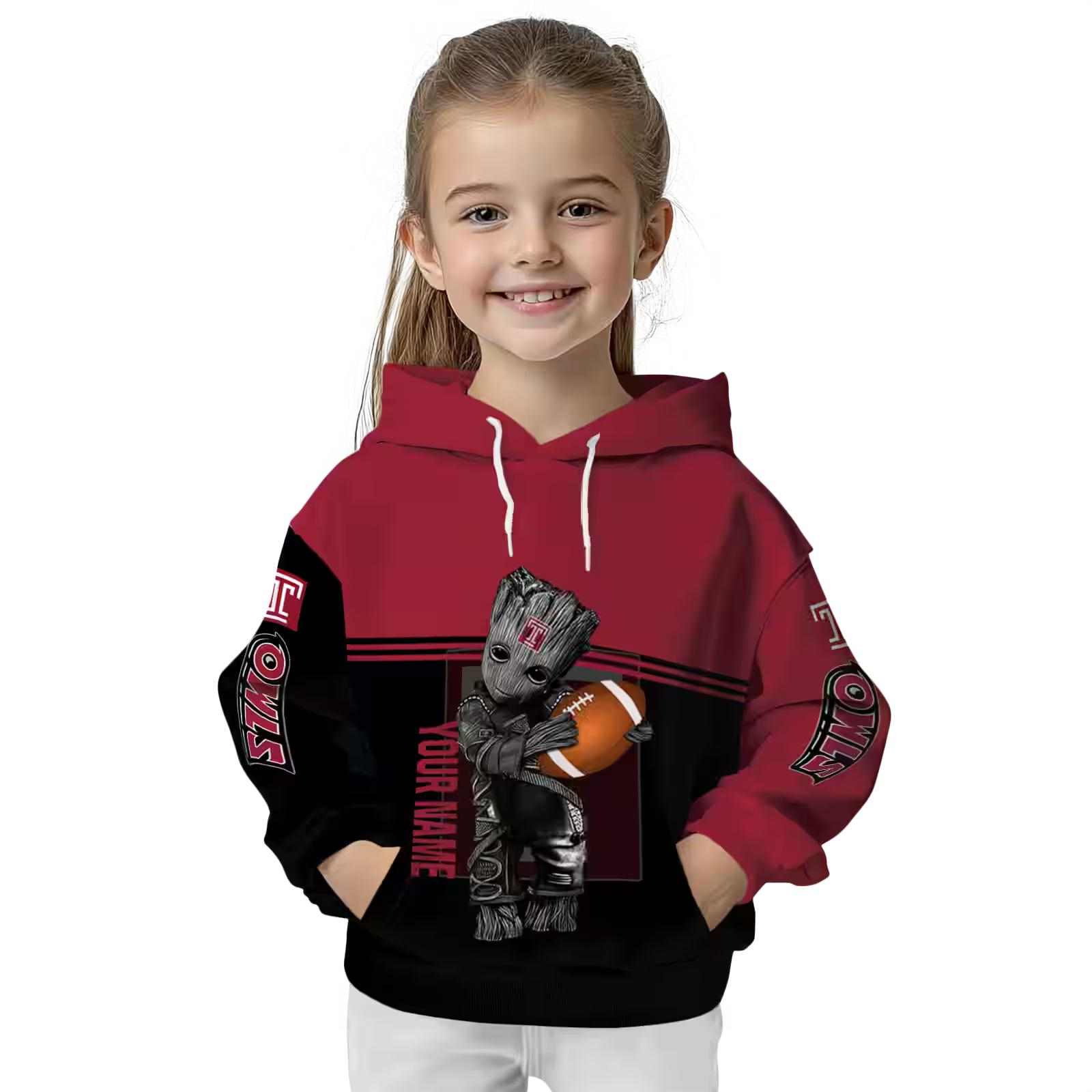 personalized temple owls baby groot red black hoodie top rated