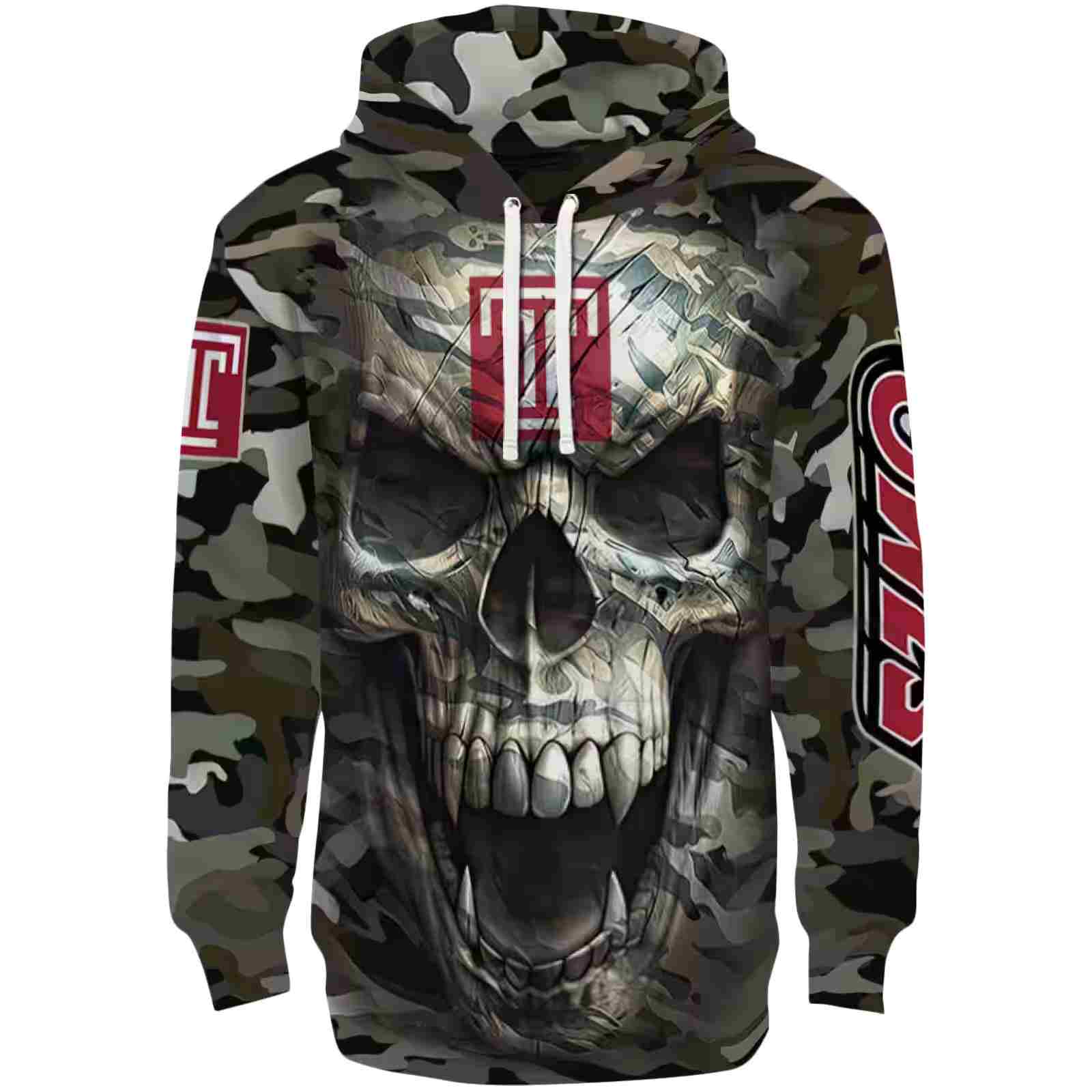 Personalized Temple Owls Camo Skull Hoodie