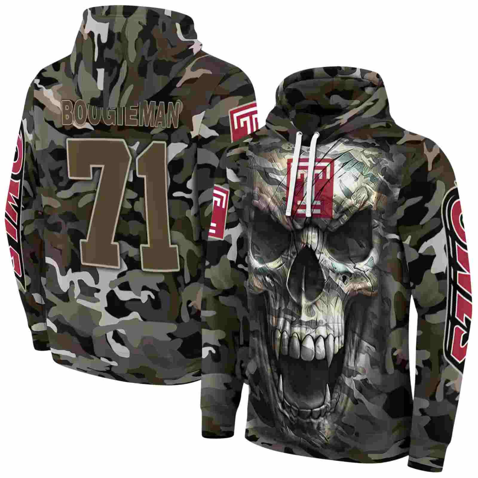 personalized temple owls camo skull hoodie fashion forward