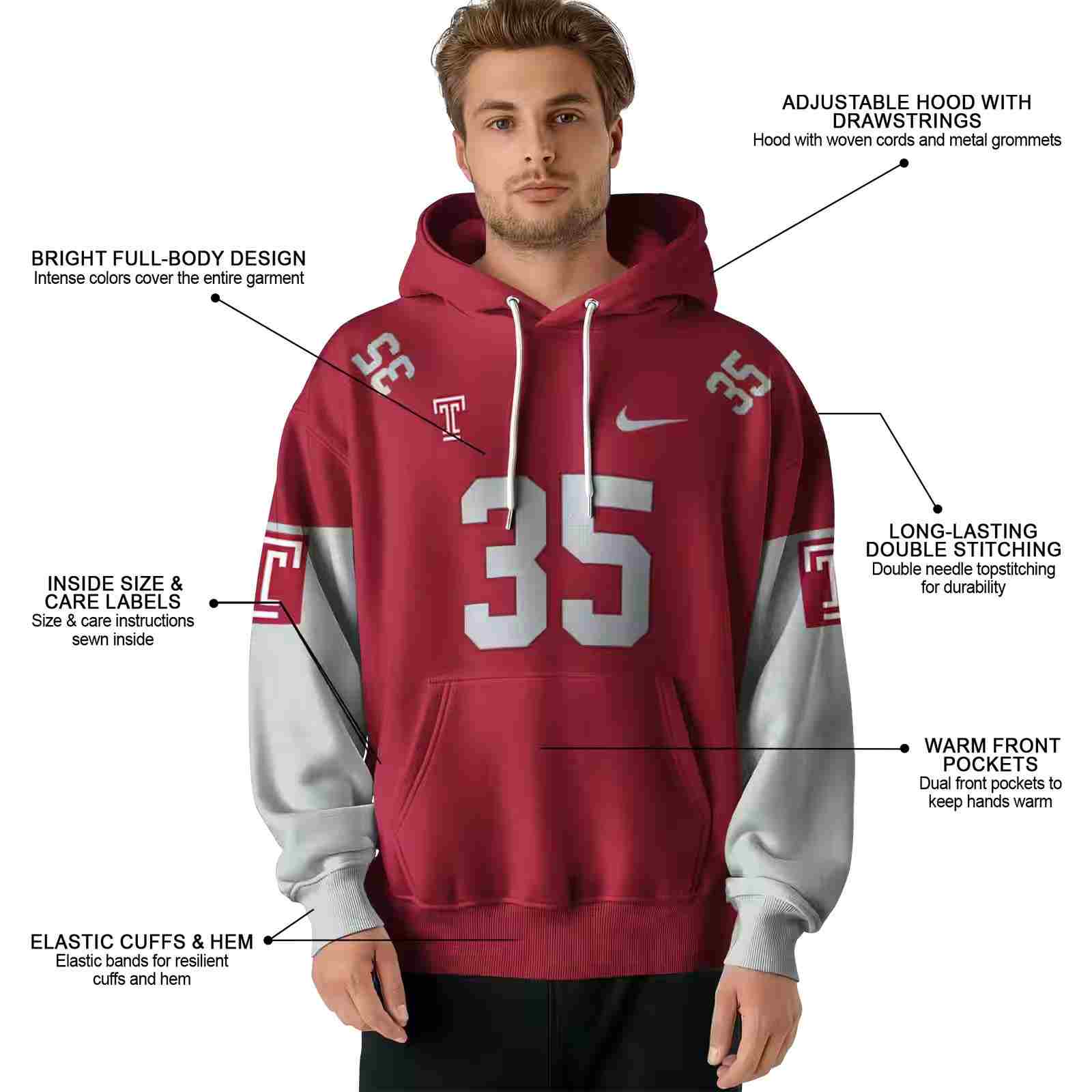 personalized temple owls minimal design red hoodie latest model