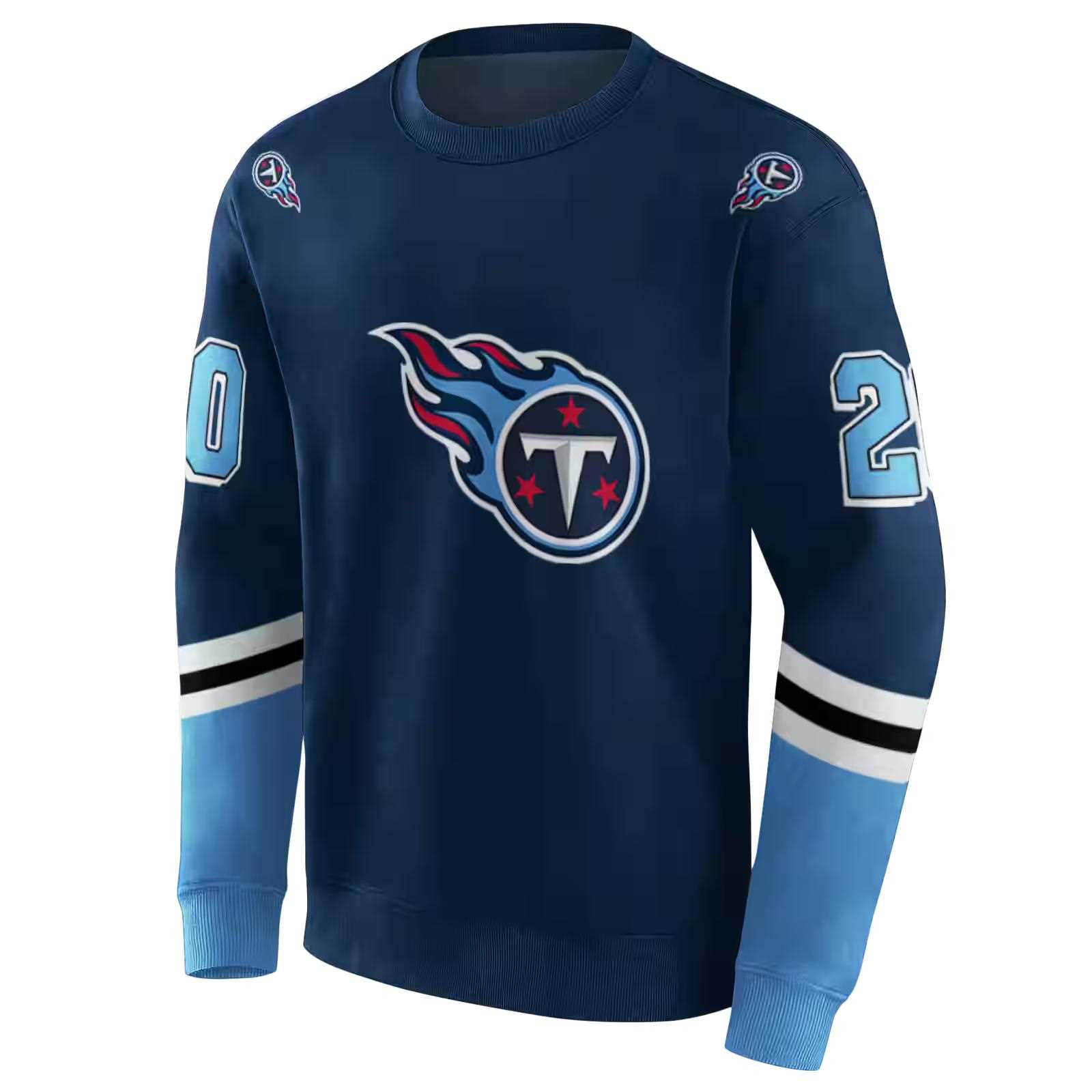 personalized tennessee titans striped sleeves navy hoodie new arrival