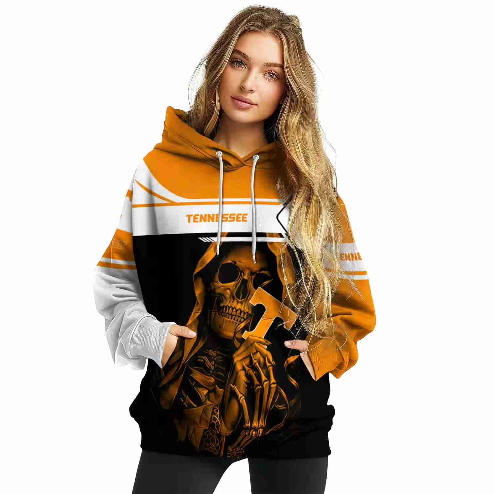 personalized tennessee volunteers grim reaper orange black hoodie high quality