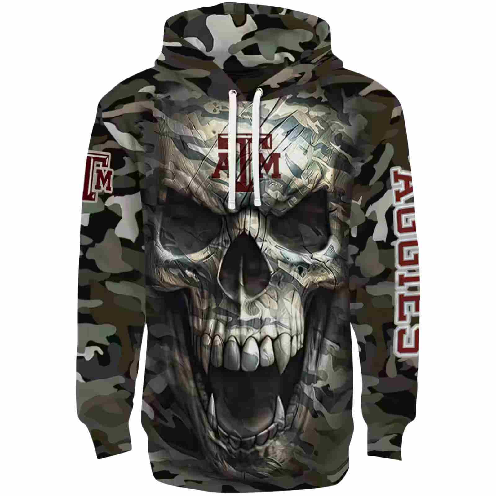 Personalized Texas A&M Aggies Camo Skull Hoodie