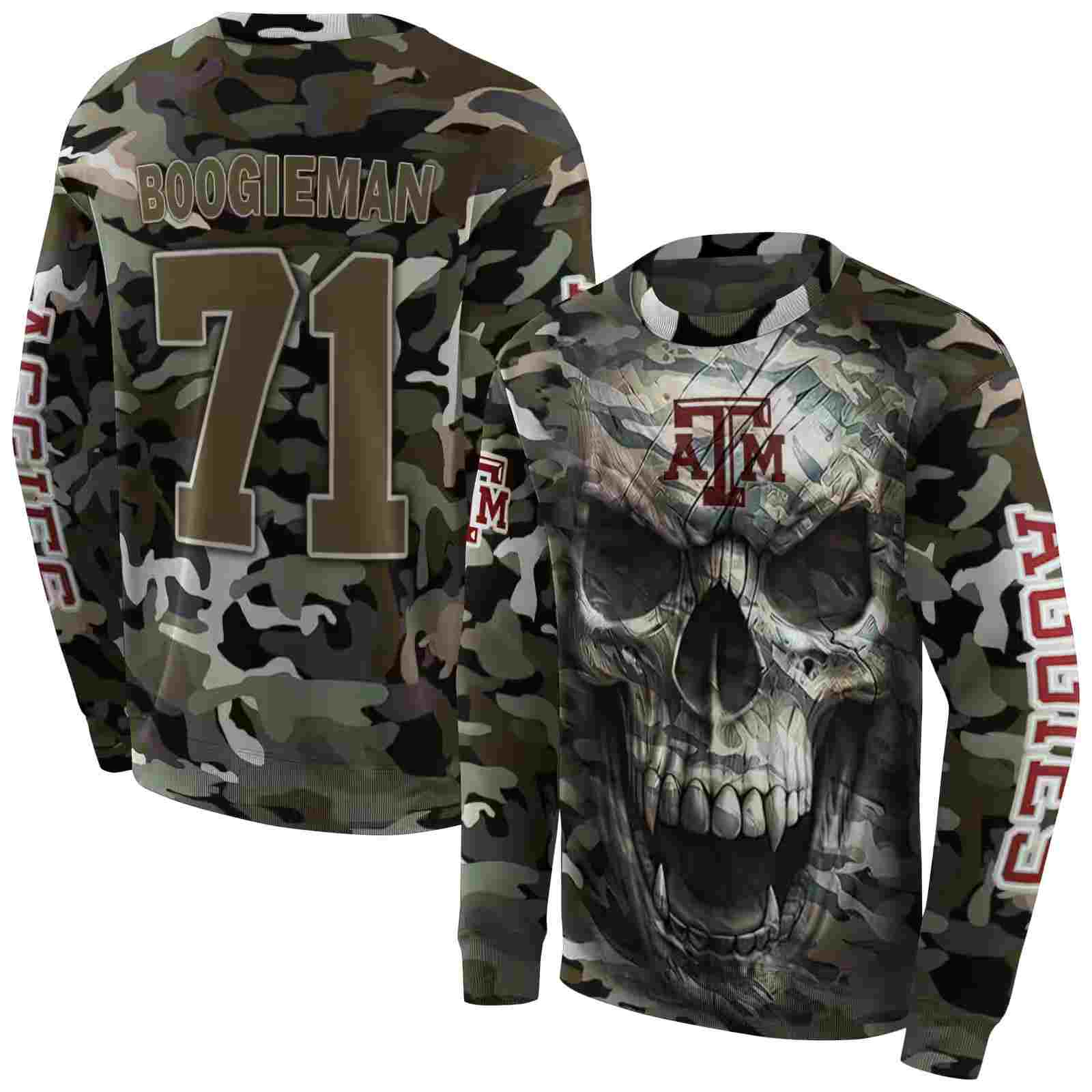 personalized texas am aggies camo skull hoodie premium grade