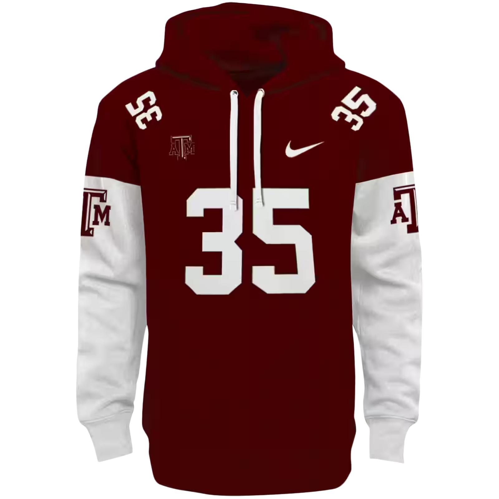 Personalized Texas A&M Aggies Minimal Design Maroon Hoodie