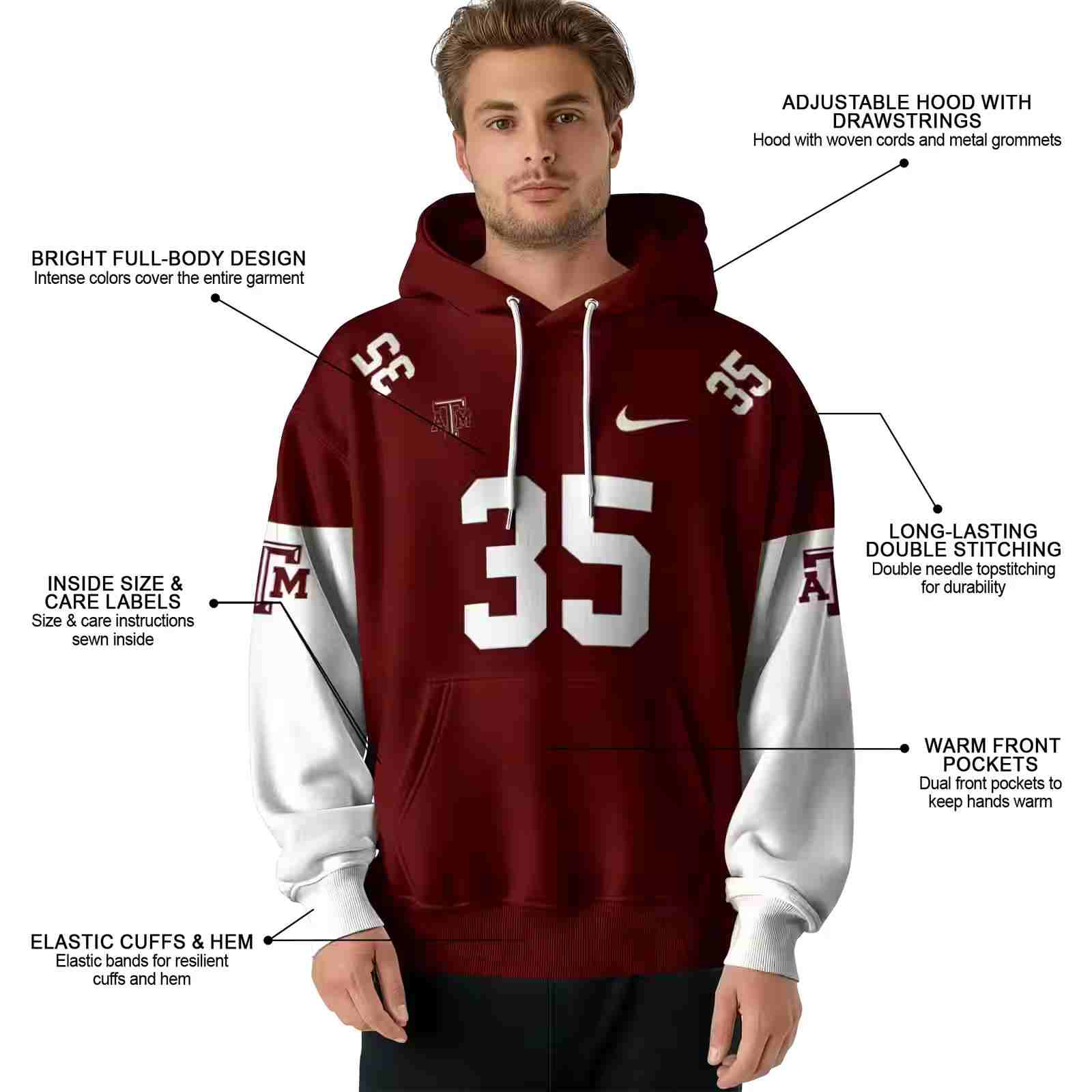 personalized texas am aggies minimal design maroon hoodie latest model