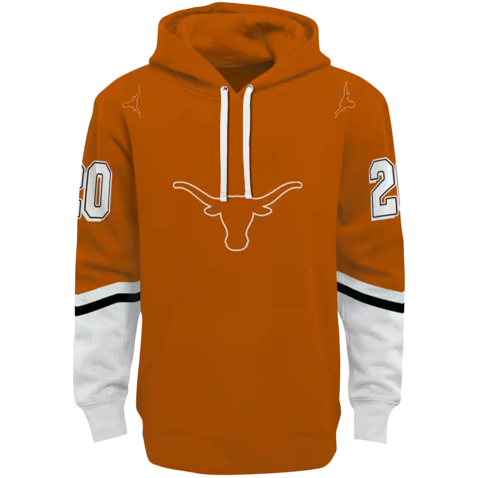 Personalized Texas Longhorns Striped Sleeves Orange Hoodie