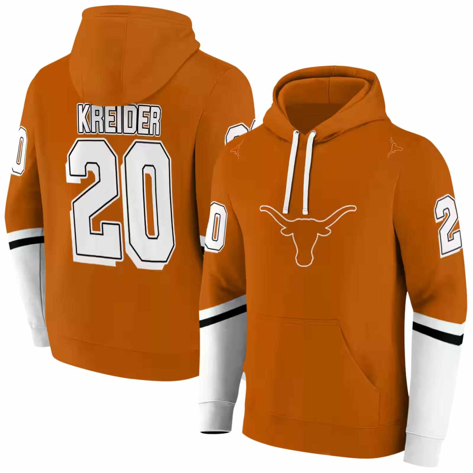 personalized texas longhorns striped sleeves orange hoodie fashion forward