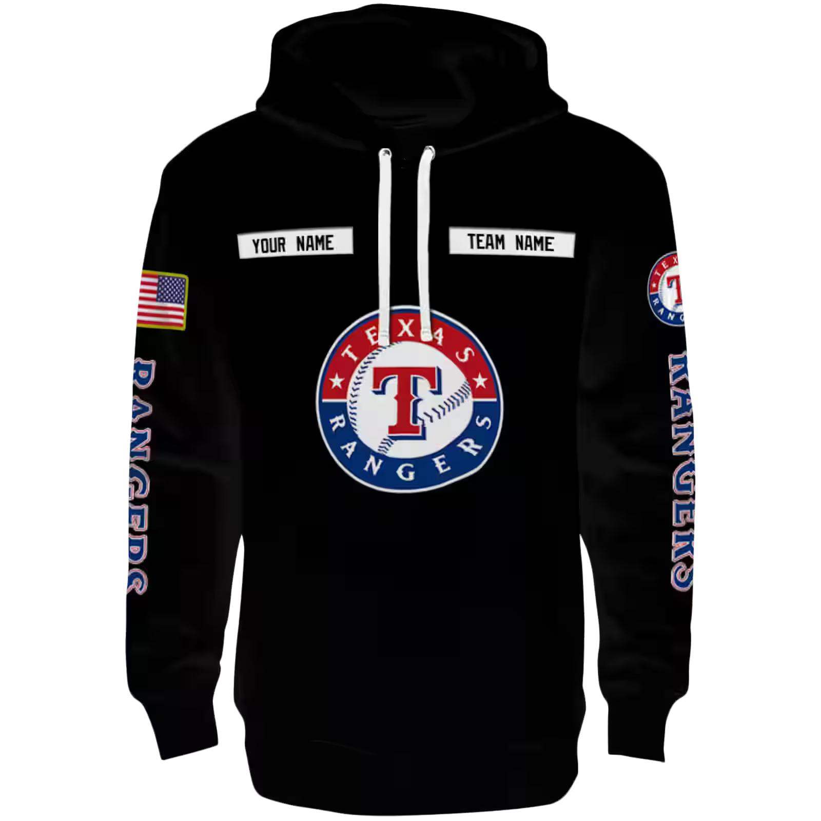 Personalized Texas Rangers Punisher Skull Black Hoodie