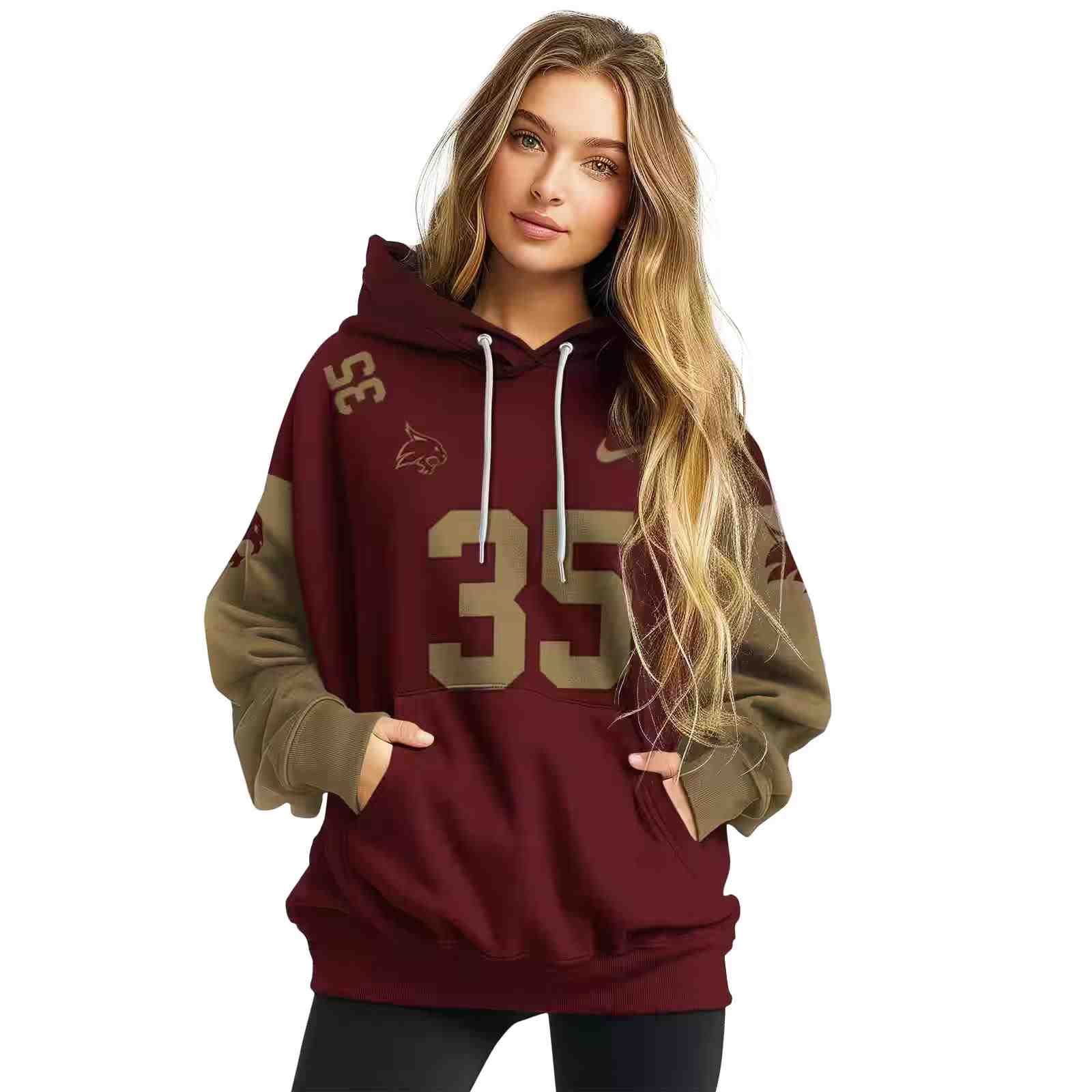 personalized texas state bobcats minimal design maroon hoodie high quality