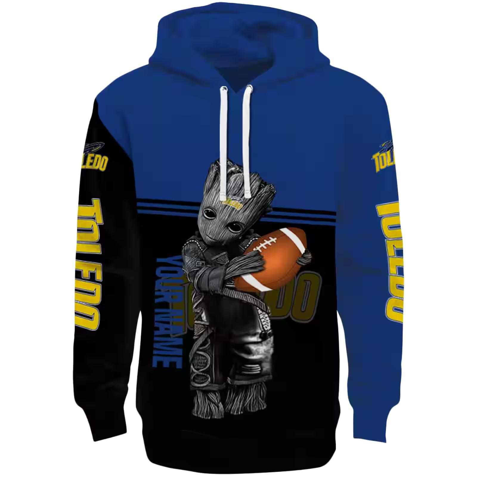 Personalized Toledo Rockets Baby Groot Blue Black Hoodie