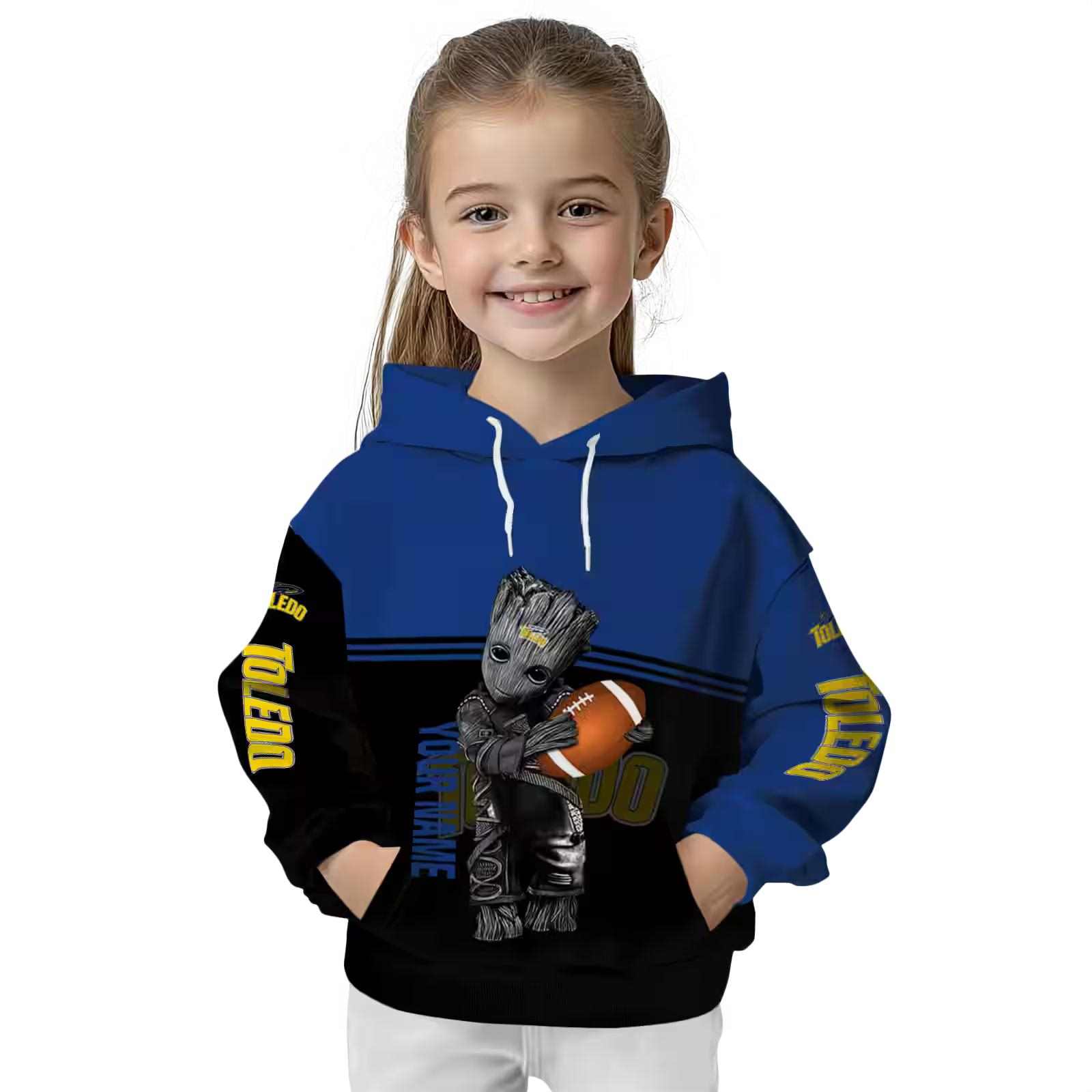 personalized toledo rockets baby groot blue black hoodie top rated