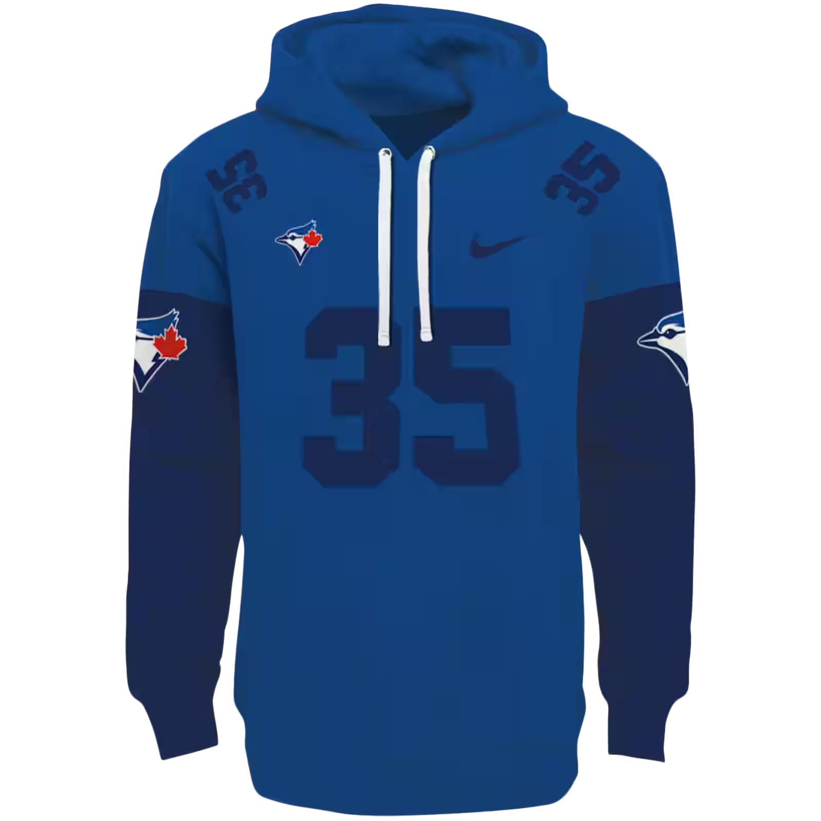 Personalized Toronto Blue Jays Minimal Design Blue Hoodie