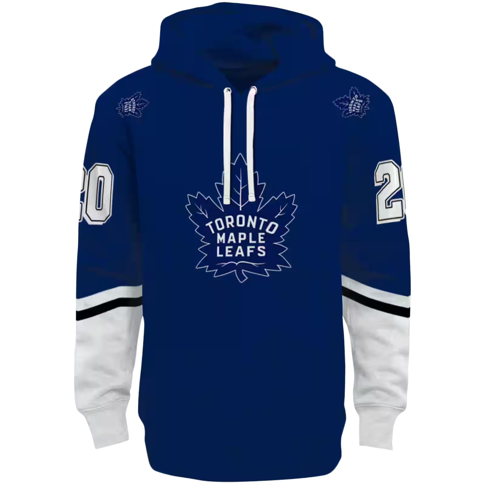 Personalized Toronto Maple Leafs Striped Sleeves Blue Hoodie