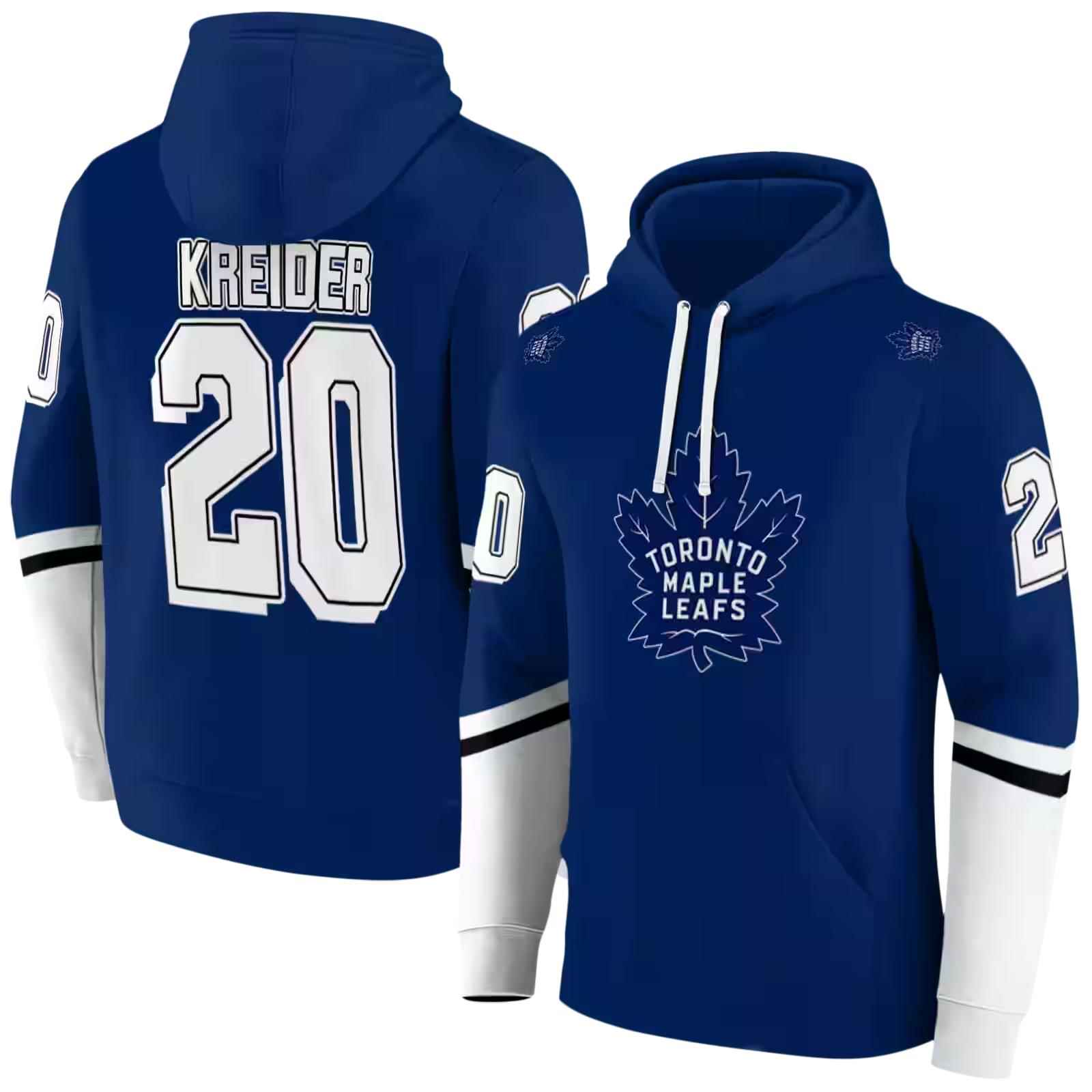 personalized toronto maple leafs striped sleeves blue hoodie fashion forward