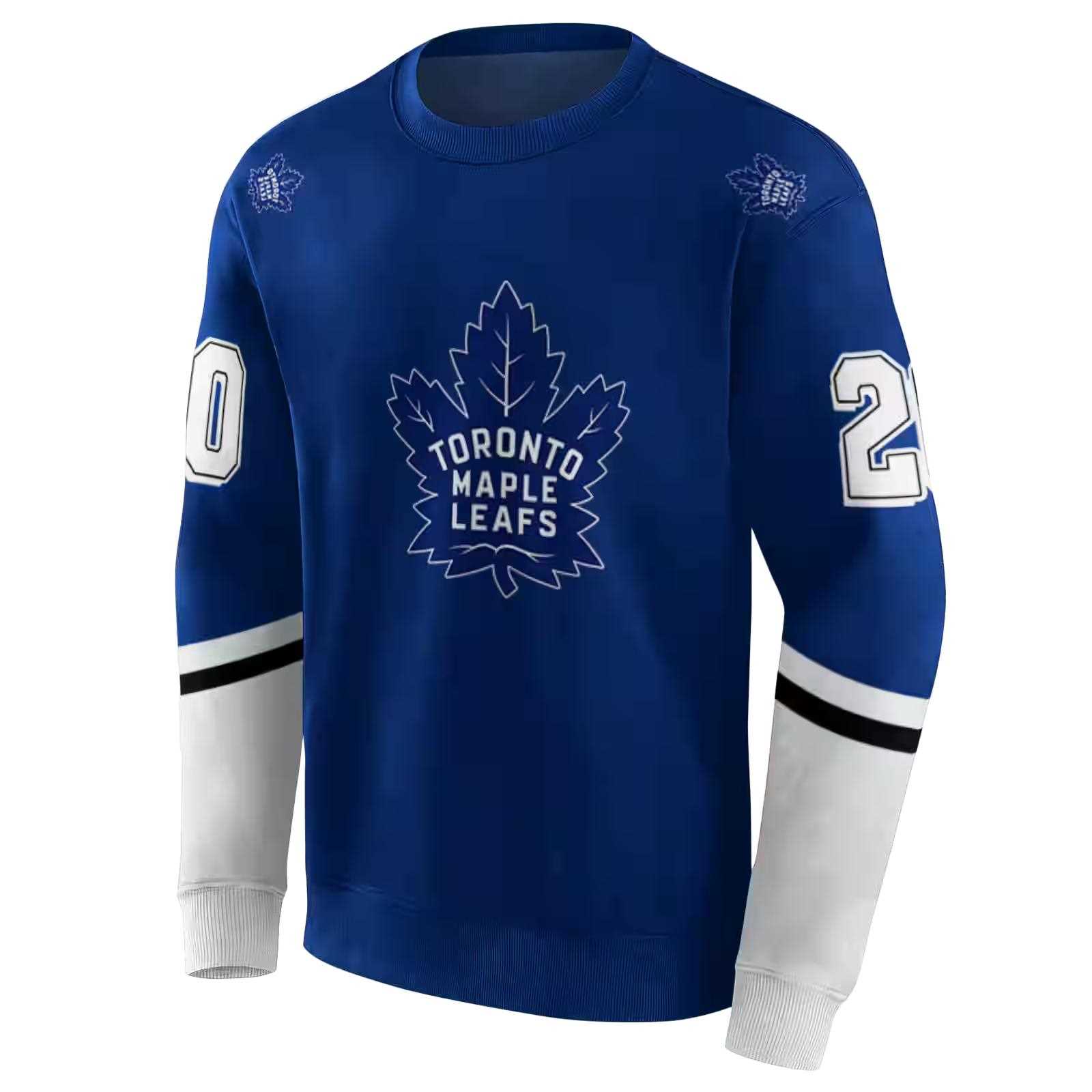 personalized toronto maple leafs striped sleeves blue hoodie new arrival