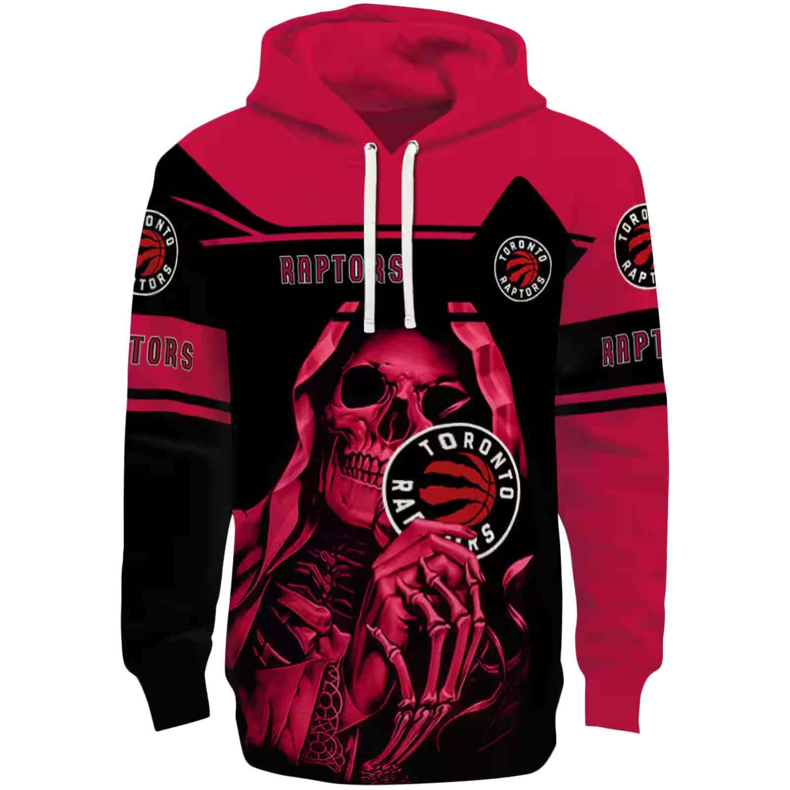 Personalized Toronto Raptors Grim Reaper Red Black Hoodie