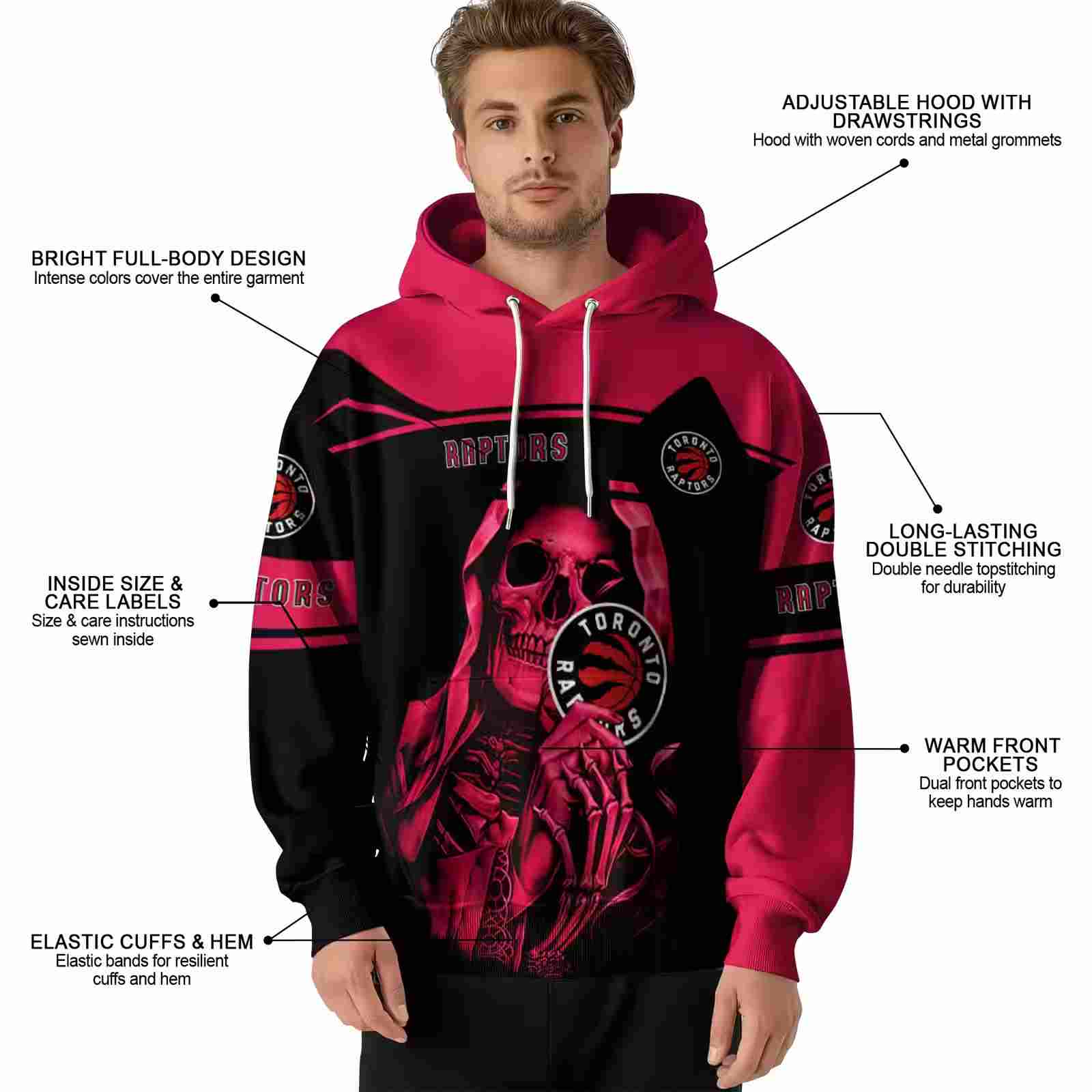 personalized toronto raptors grim reaper red black hoodie latest model