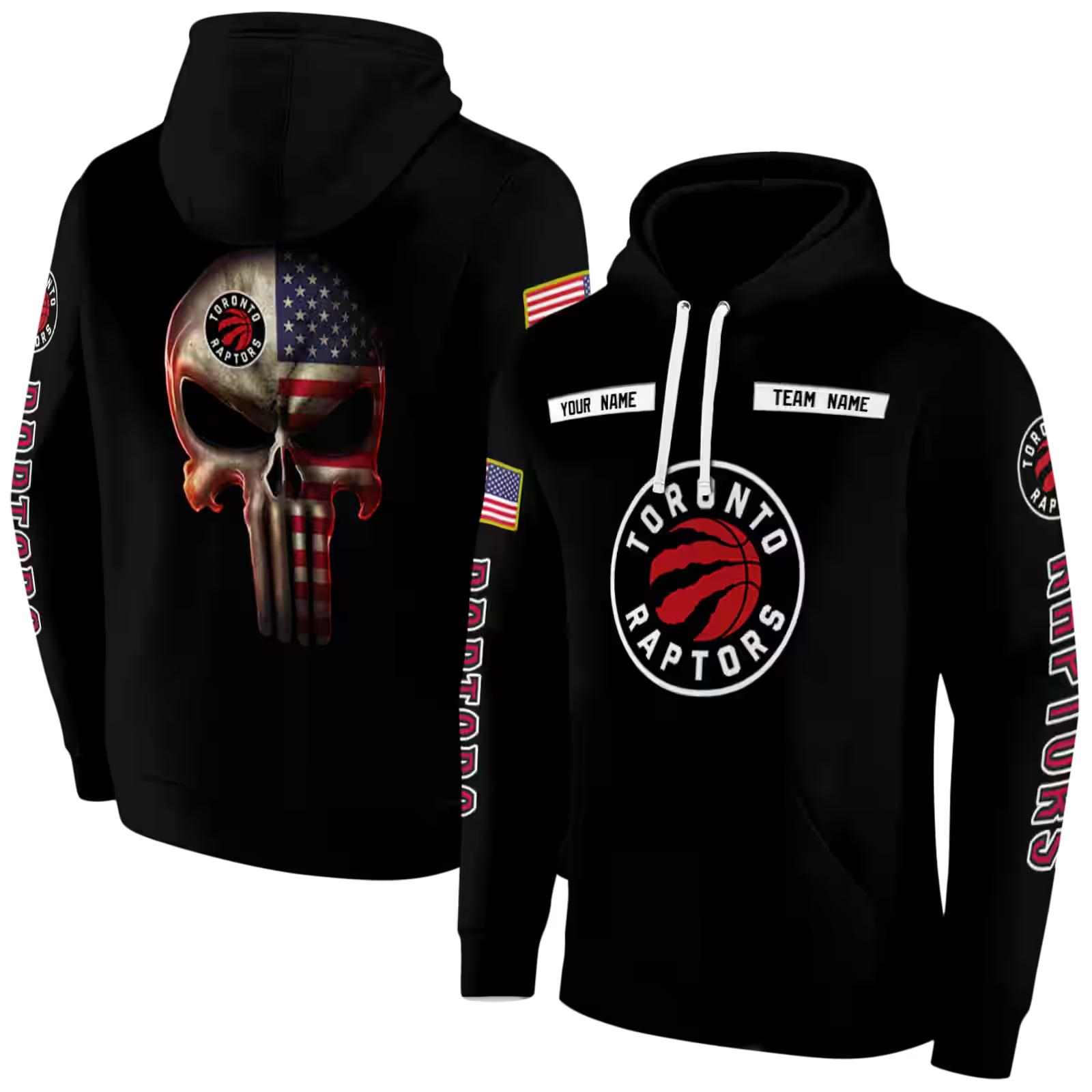 personalized toronto raptors punisher skull black hoodie fashion forward