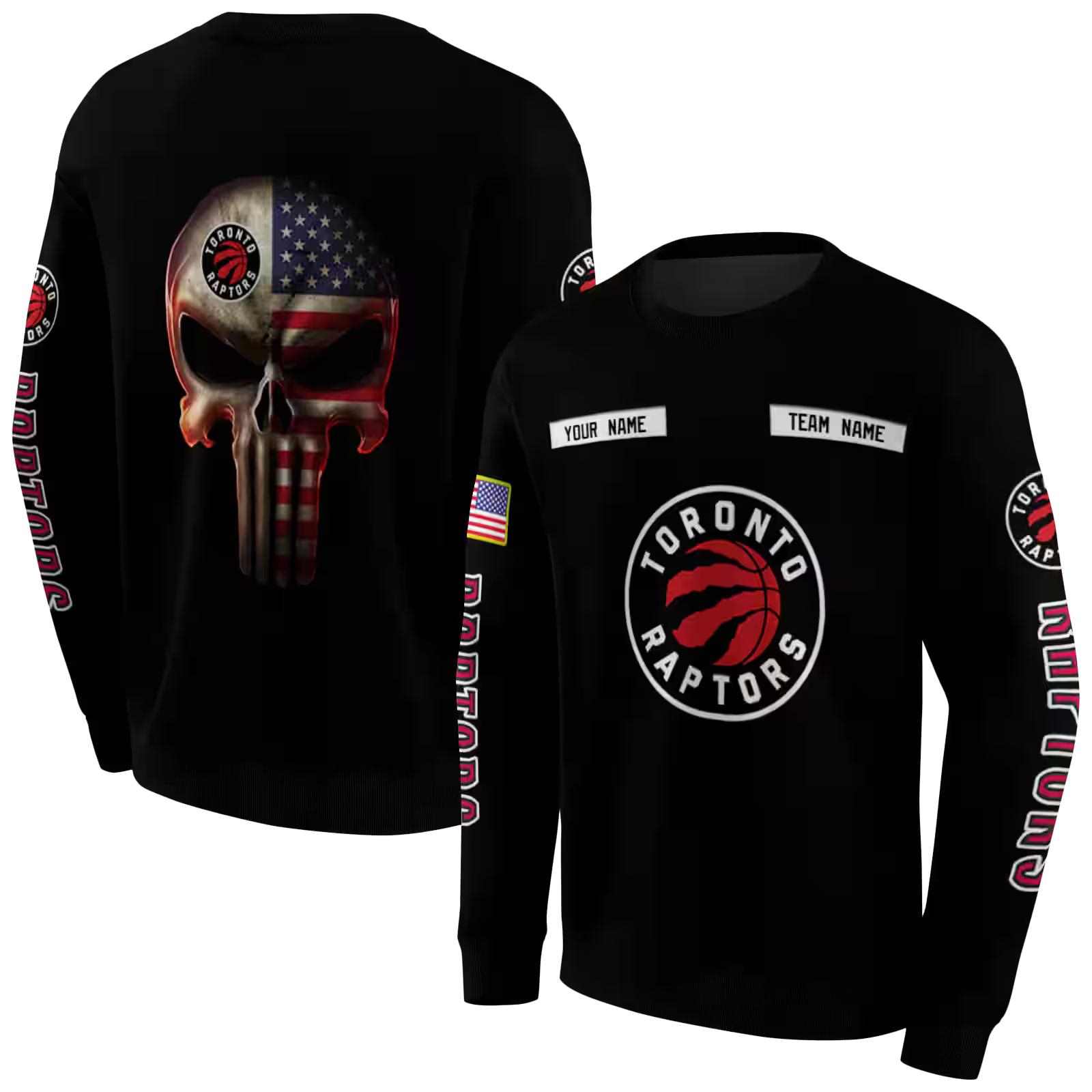 personalized toronto raptors punisher skull black hoodie premium grade