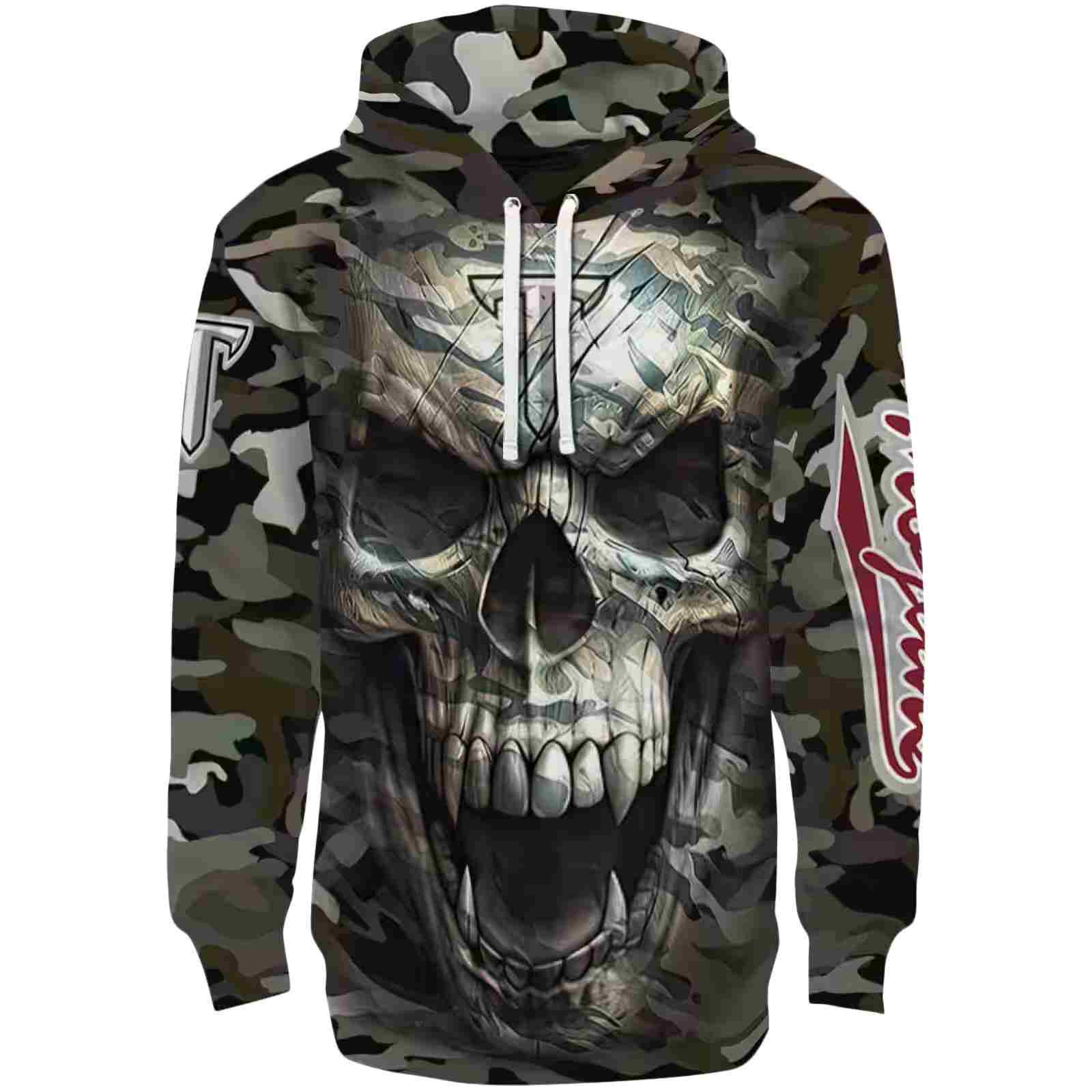 Personalized Troy Trojans Camo Skull Hoodie