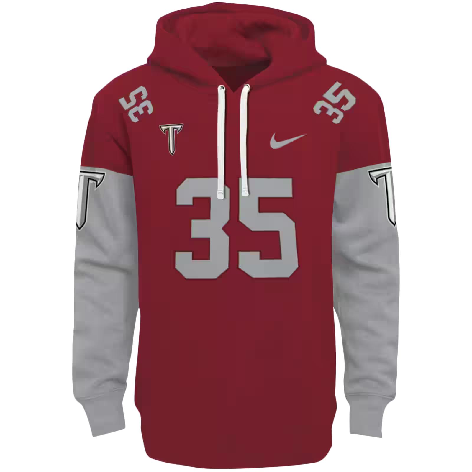 Personalized Troy Trojans Minimal Design Red Hoodie