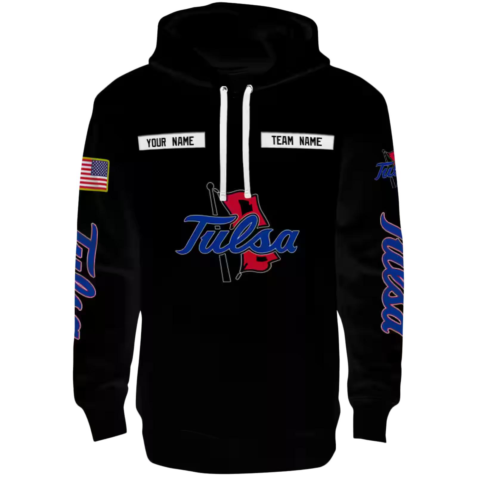 Personalized Tulsa Golden Hurricane Punisher Skull Black Hoodie