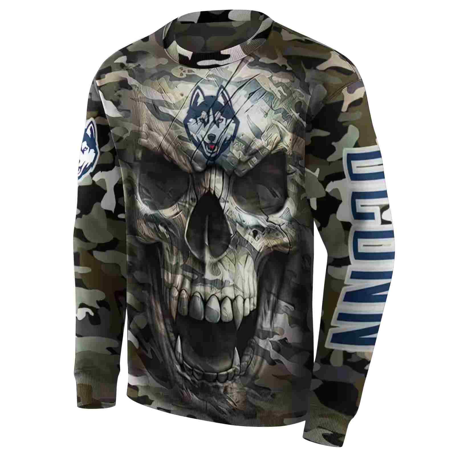 personalized uconn huskies camo skull hoodie new arrival