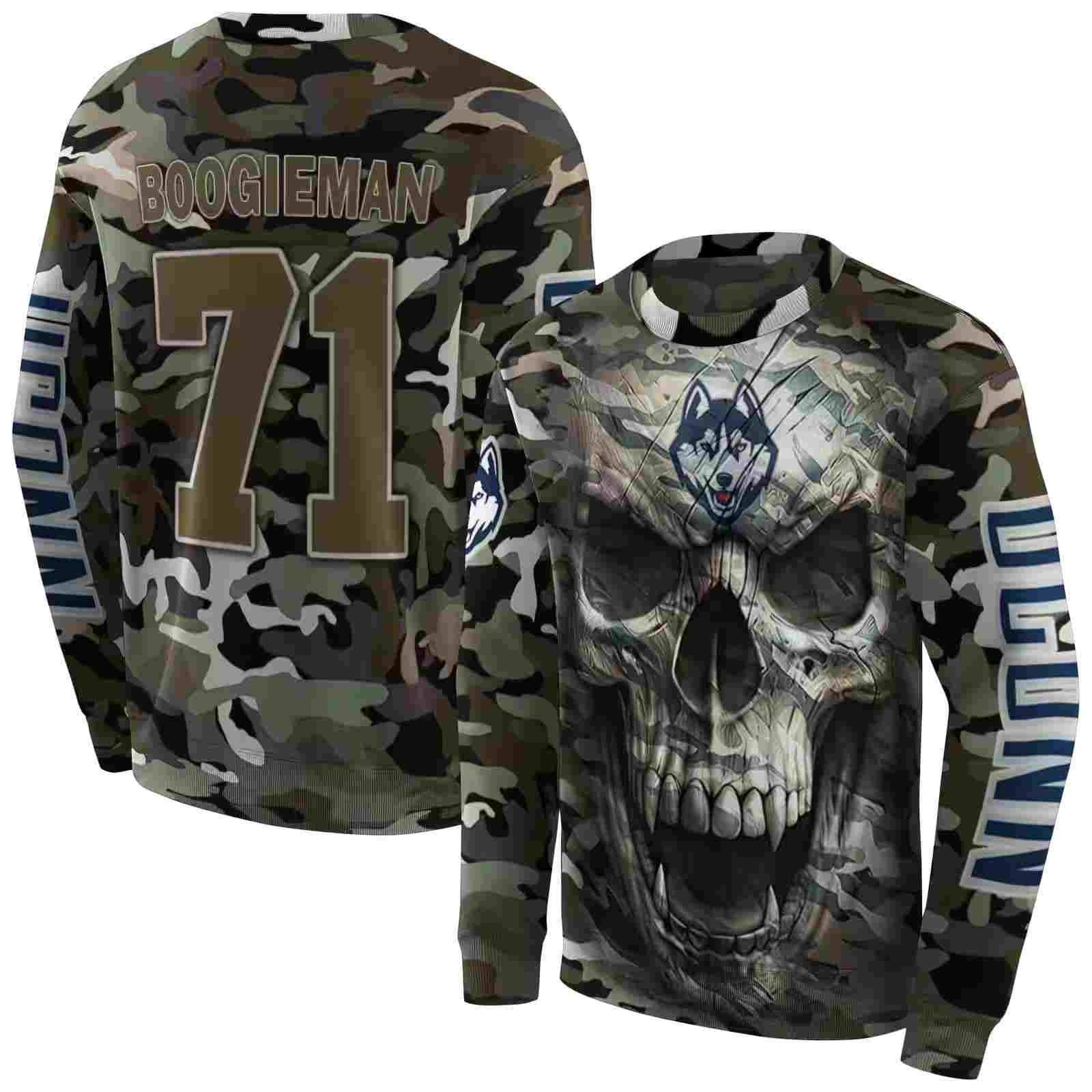 personalized uconn huskies camo skull hoodie premium grade