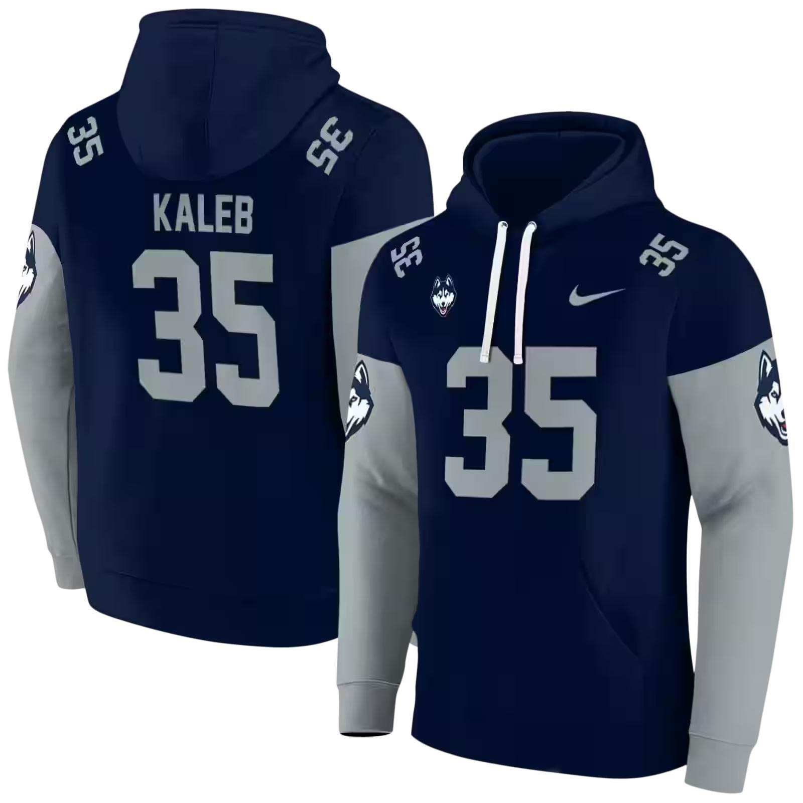 personalized uconn huskies minimal design blue hoodie fashion forward