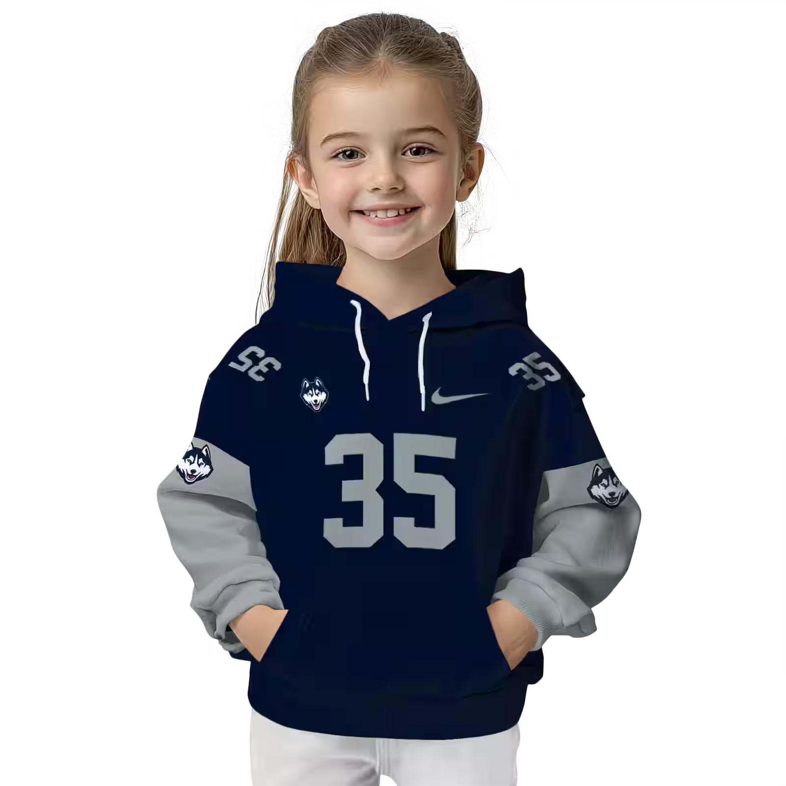 personalized uconn huskies minimal design blue hoodie top rated