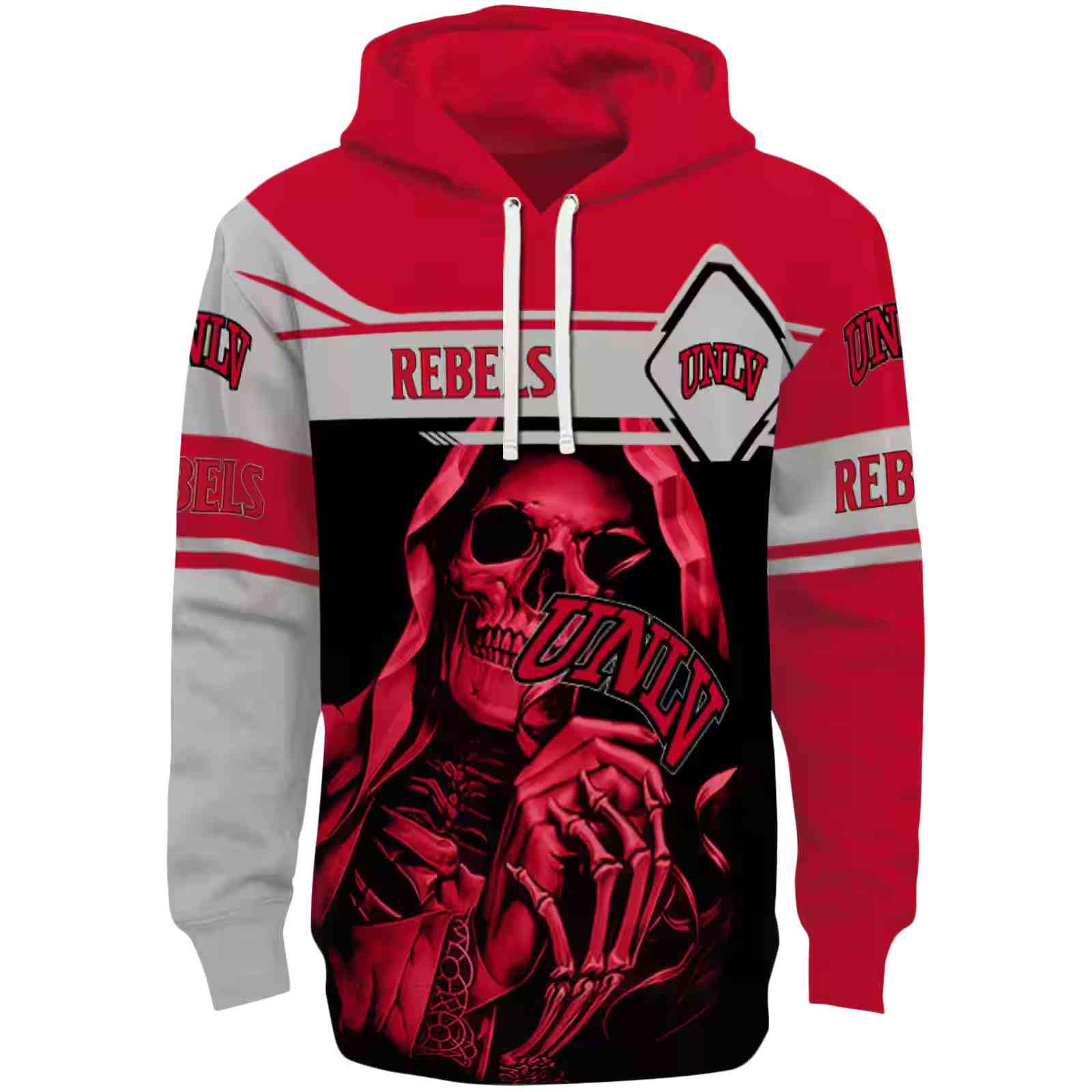 Personalized UNLV Rebels Grim Reaper Red Black Hoodie