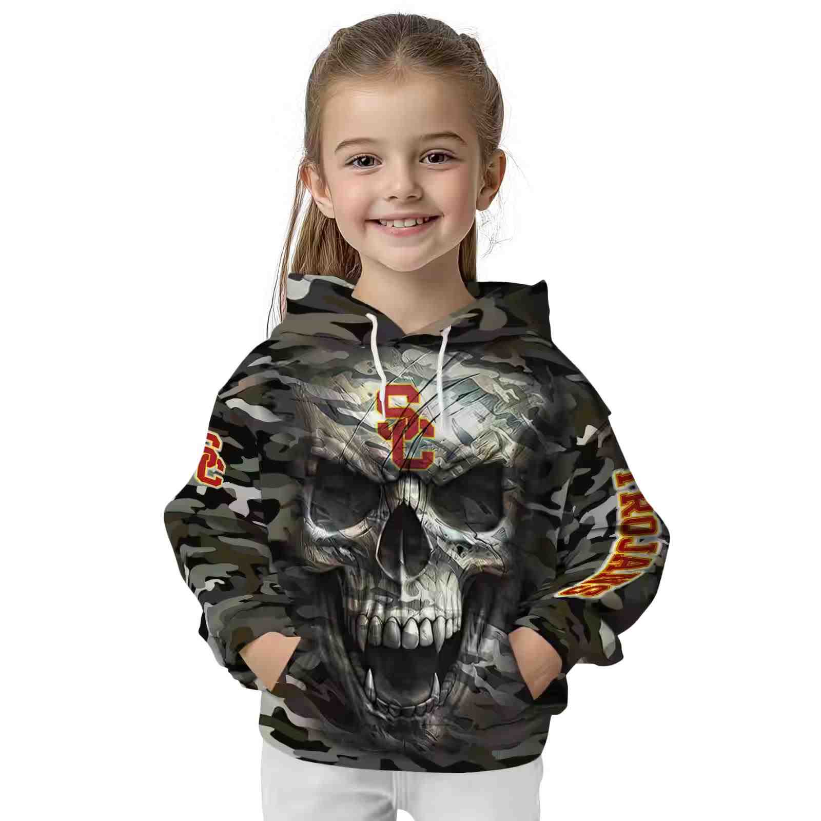 personalized usc trojans camo skull hoodie top rated