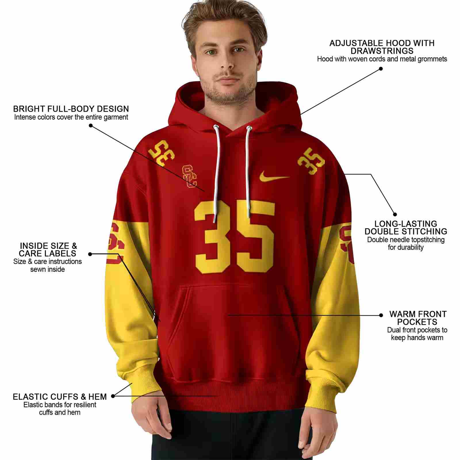 personalized usc trojans minimal design red hoodie latest model